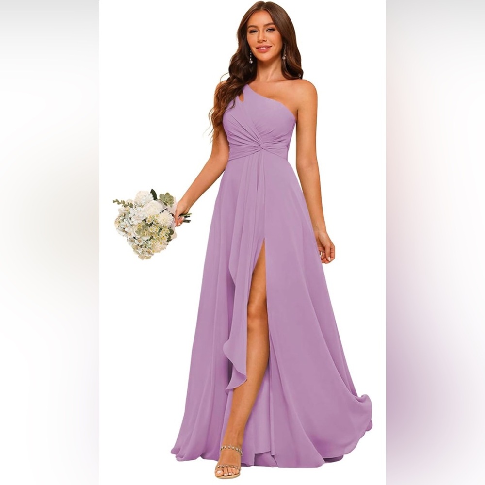 Chic One-Shoulder Lavender Gown